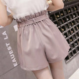 Pleated Bow Belt Shorts Pink