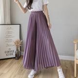 Loose Pleated Chiffon Pants Purple