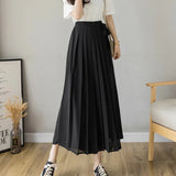 Pleated Chiffon High Waist Pants Black