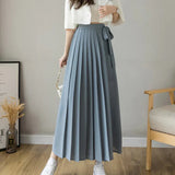 Pleated Chiffon High Waist Pants Blue