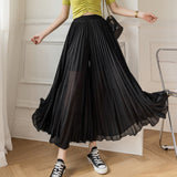 Loose Pleated Chiffon Pants Black