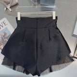 Mesh Lining High Waist Shorts Black