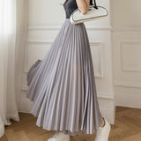 Loose Pleated Chiffon Pants Gray