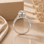 Twisted Marquise Cut Halo Moissanite Ring