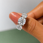 Three Stone Round Cut Moissanite Ring