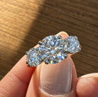 Three Stone Round Cut Moissanite Ring