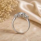 Three Stone Round Cut Moissanite Ring
