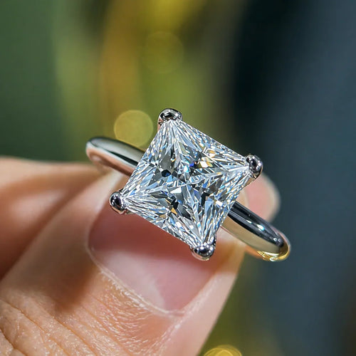2 Carat Princess Cut Solitaire Moissanite Ring