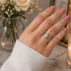 Twisted Marquise Cut Halo Moissanite Ring