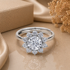 Round Cut Halo Solitaire Moissanite Ring