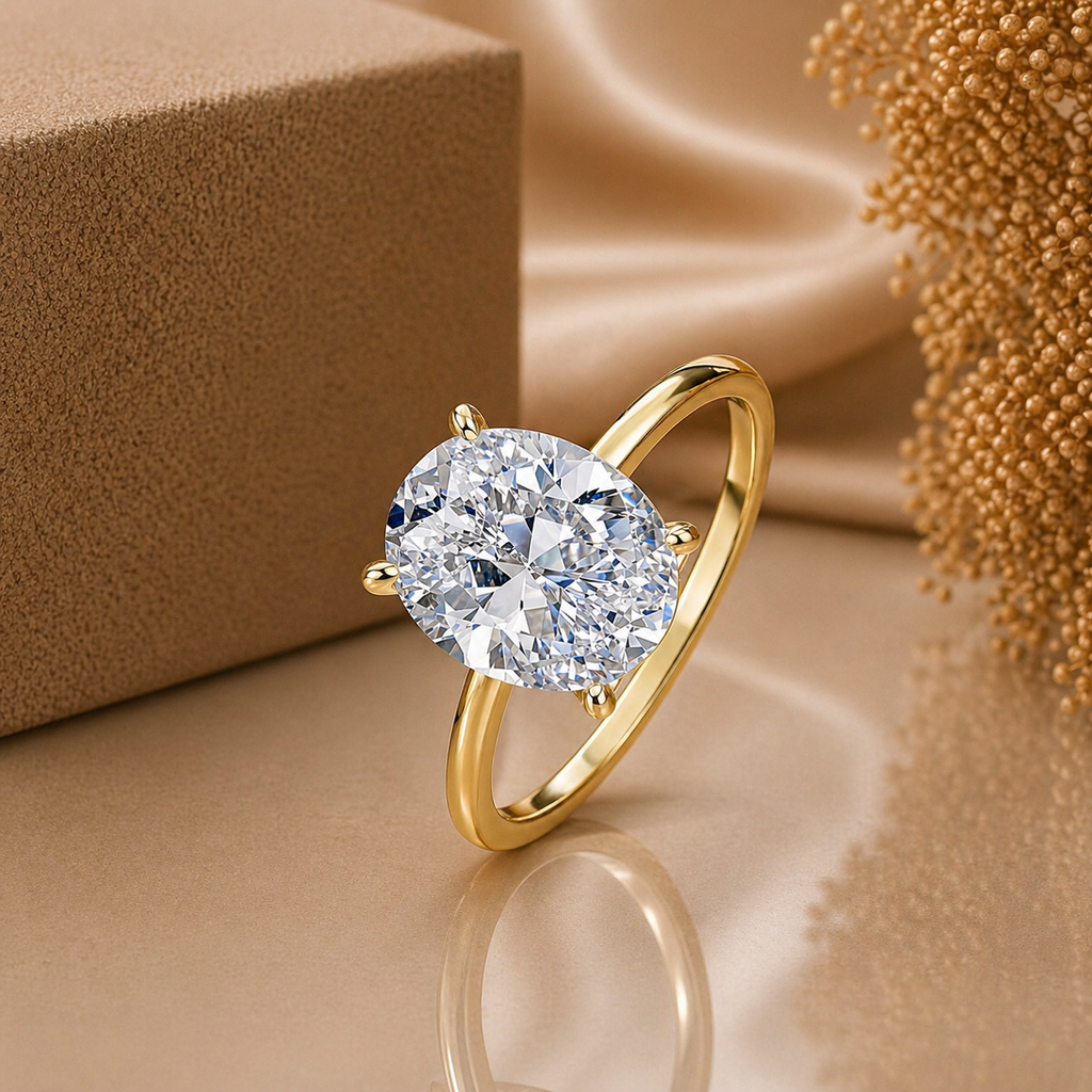 3 Carat Oval Cut Solitaire Moissanite Ring