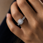 Round Cut Halo Moissanite Ring Set