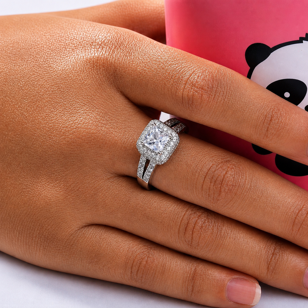 2 Carat Split Shank Princess Cut Moissanite Ring