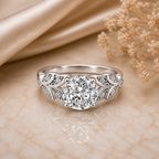 2 Carat Round Cut Leaf Moissanite Ring