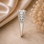 2 Carat Round Cut Leaf Moissanite Ring