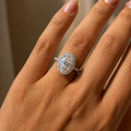 1.5 Carat Oval Cut Halo Moissanite Ring