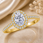 1.5 Carat Oval Cut Halo Moissanite Ring