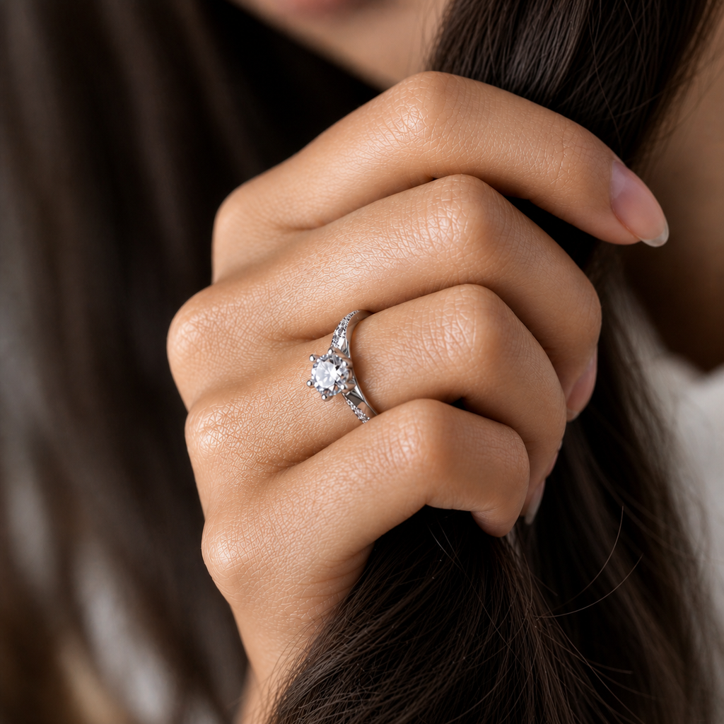 6-Prong Round Cut Moissanite Ring