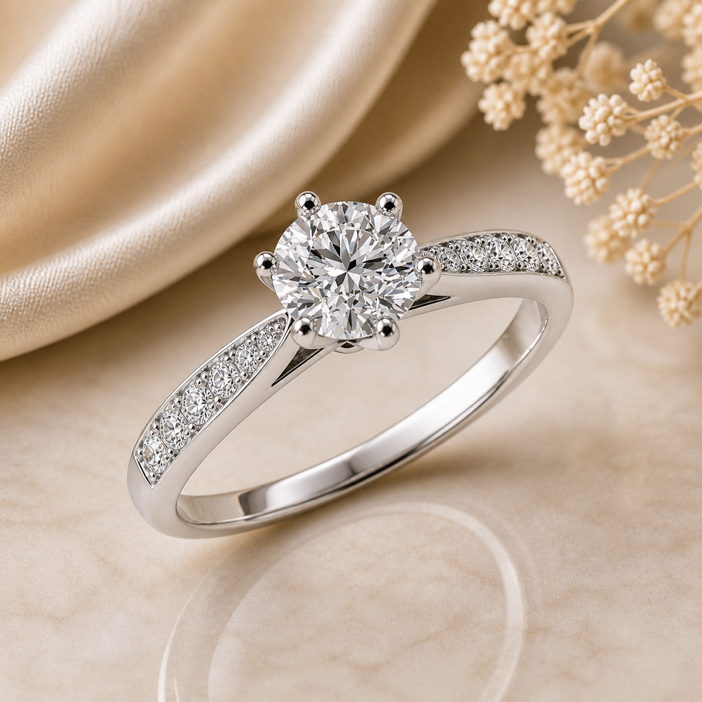 6-Prong Round Cut Moissanite Ring