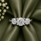 Three Stone Round Cut Moissanite Ring