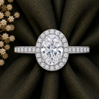 1.5 Carat Oval Cut Halo Moissanite Ring