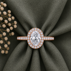 1.5 Carat Oval Cut Halo Moissanite Ring