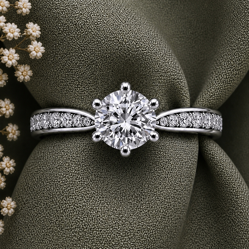 6-Prong Round Cut Moissanite Ring