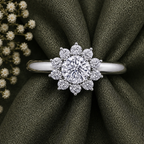 Round Cut Halo Solitaire Moissanite Ring