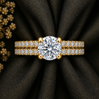 Round Cut Solitaire Moissanite Ring Set