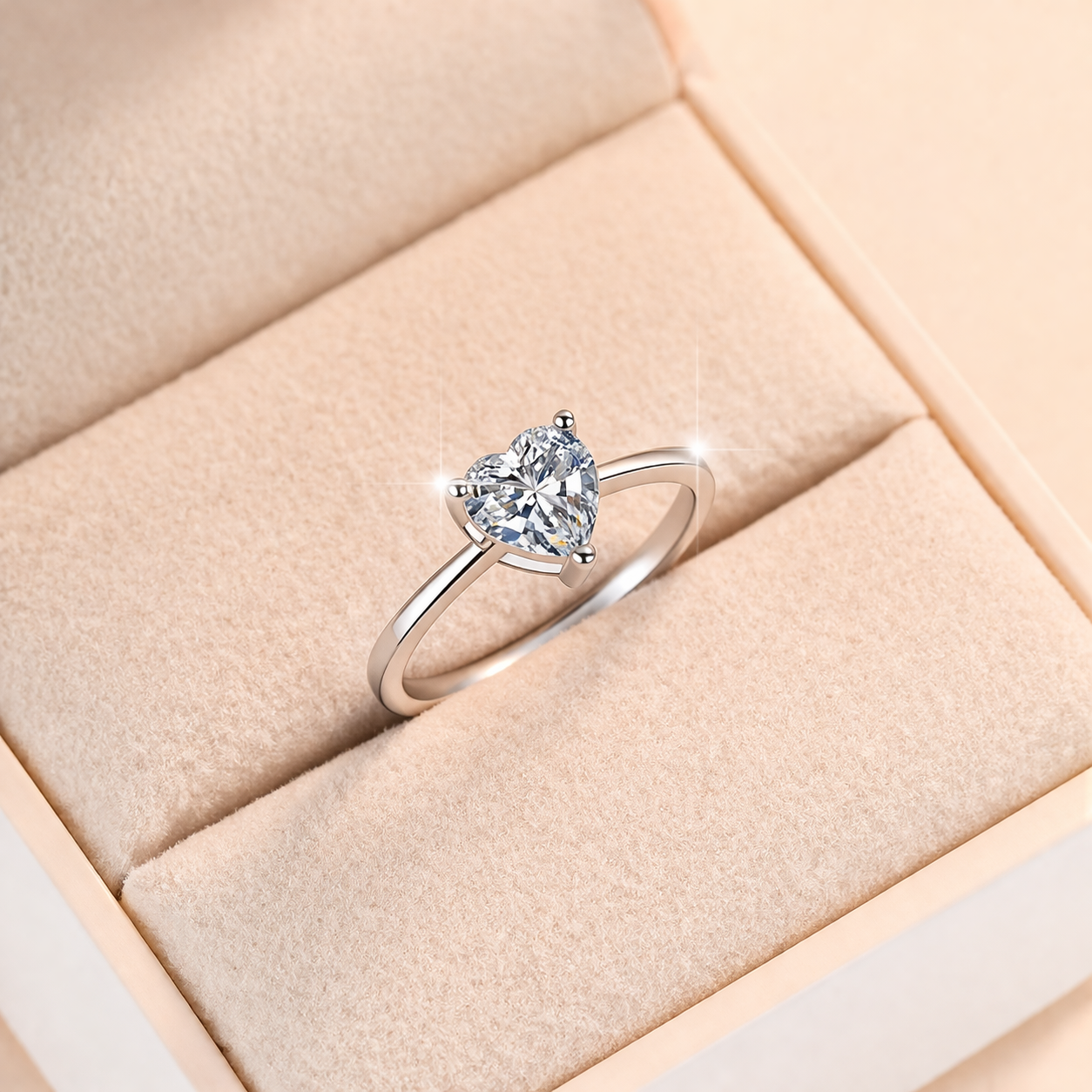 1 Carat Heart Cut Solitaire Moissanite Ring