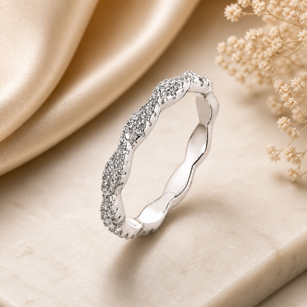 Woven Intertwined Moissanite Eternity Band