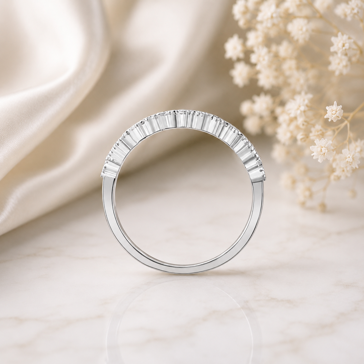 Alternating Half Eternity Moissanite Band