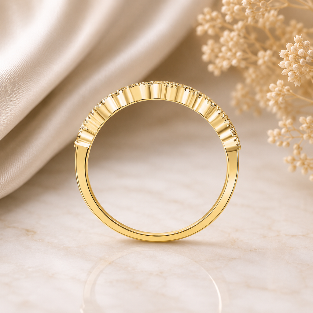 Alternating Half Eternity Moissanite Band