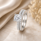 Round Cut Solitaire Moissanite Ring Set