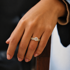 Round Cut Solitaire Moissanite Ring Set
