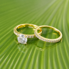 Round Cut Solitaire Moissanite Ring Set