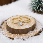 Round Cut Solitaire Moissanite Ring Set