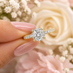 Round Cut Solitaire Moissanite Ring Set
