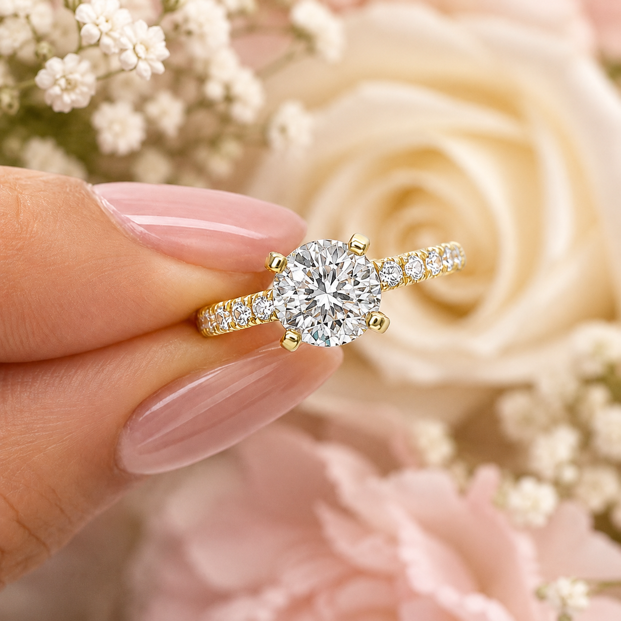 Round Cut Solitaire Moissanite Ring Set