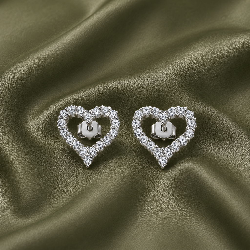 Diamond Heart Stud Bridal Earrings