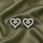 Diamond Heart Stud Bridal Earrings