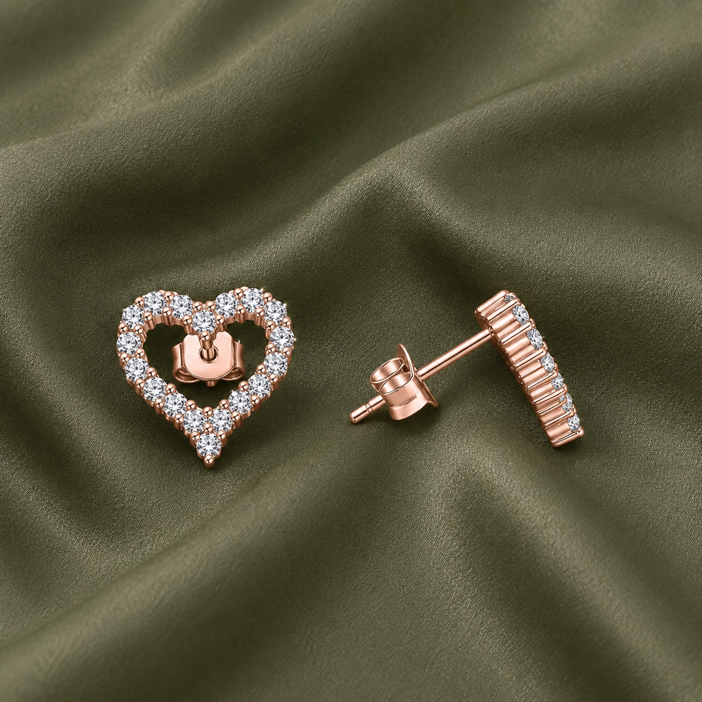 Diamond Heart Stud Bridal Earrings