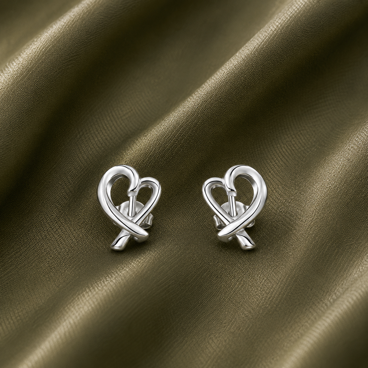Heart Shaped Stud Bridal Earrings