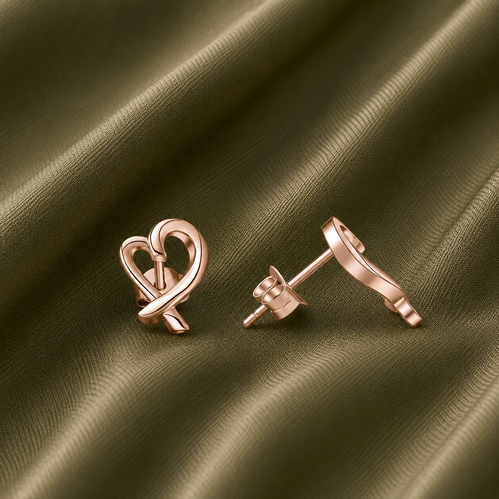 Heart Shaped Stud Bridal Earrings