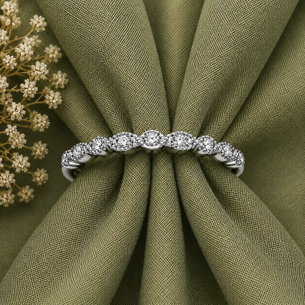 Alternating Half Eternity Moissanite Band