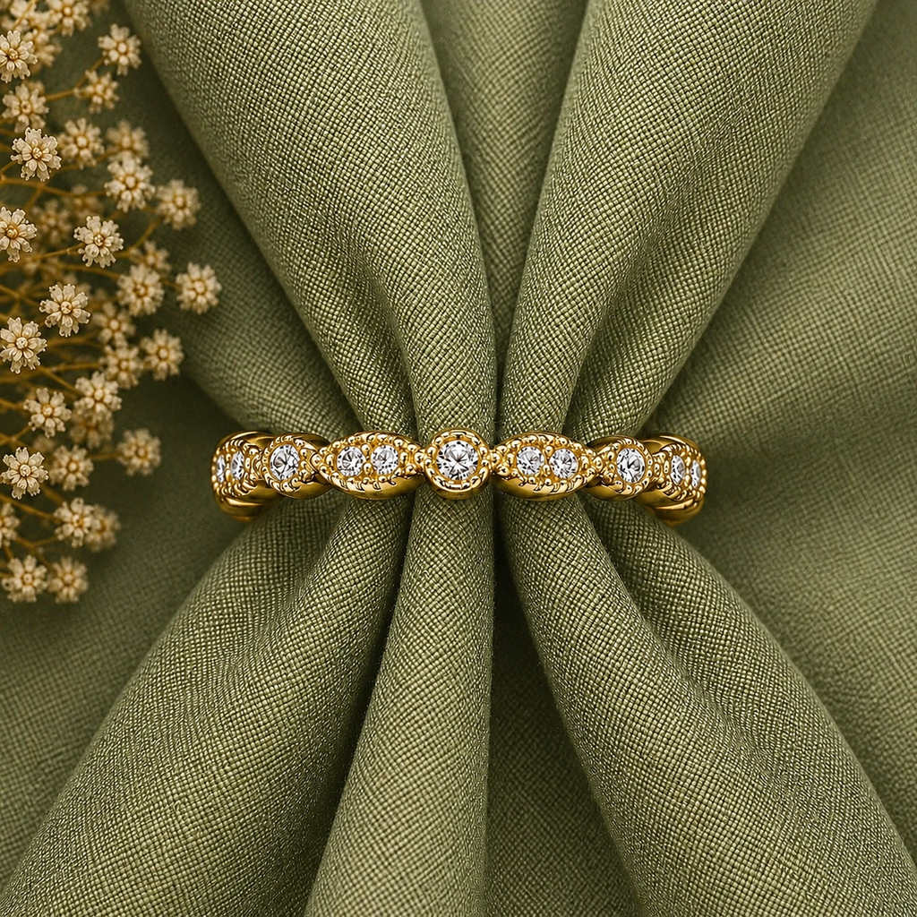 Alternating Half Eternity Moissanite Band