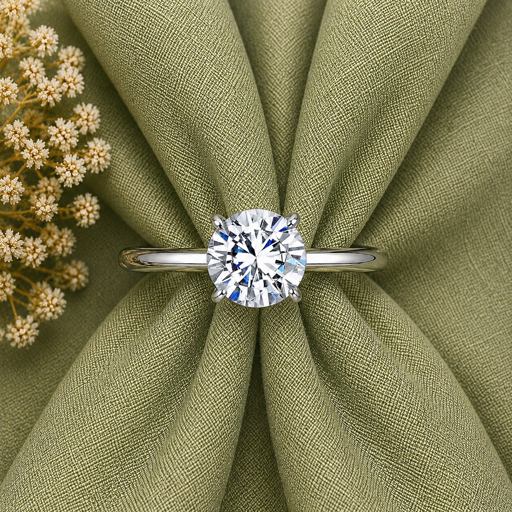 2 Carat Round Cut Moissanite Solitaire Ring