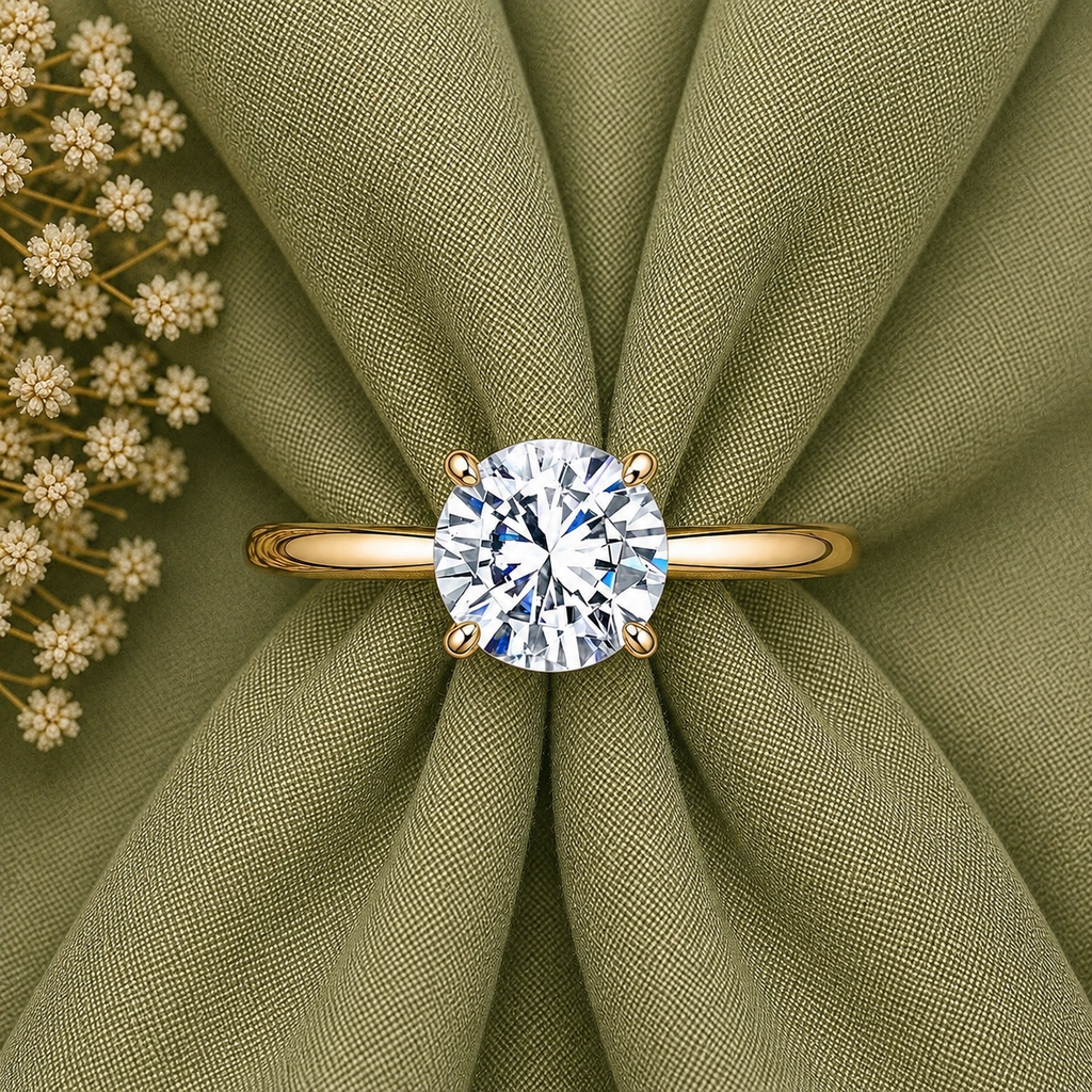 2 Carat Round Cut Moissanite Solitaire Ring