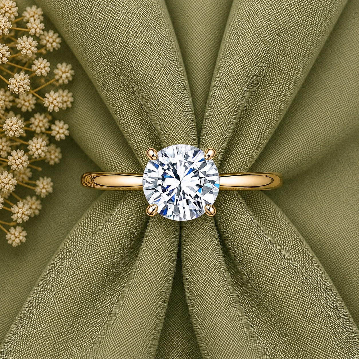 2 Carat Round Cut Moissanite Solitaire Ring