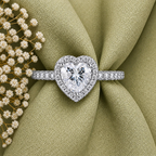 1.5 Carat Heart Cut Halo Moissanite Ring